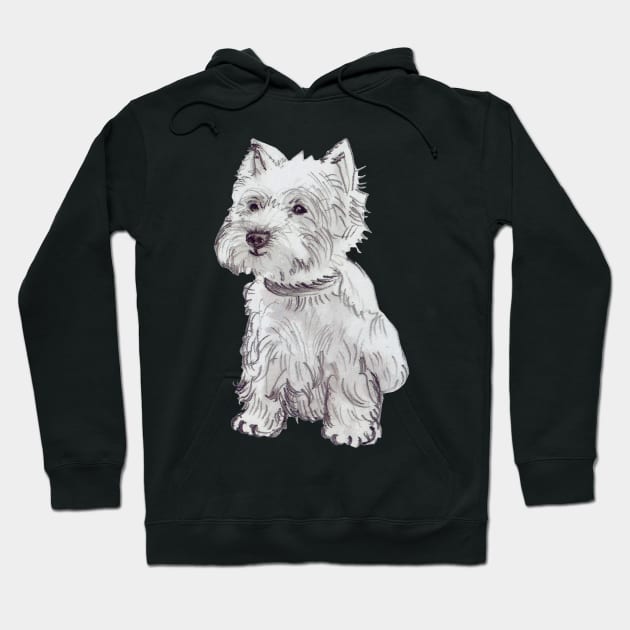 Sitting West Highland white terrier Hoodie by sinemfiit